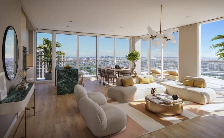 A sunlit room with light wrapping across the floor